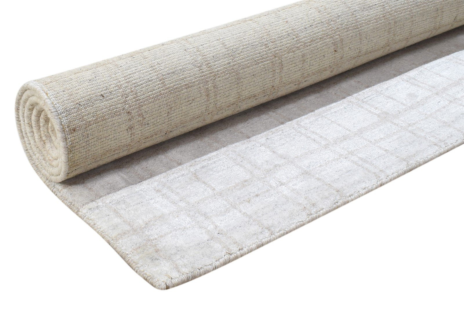 Sand Silk Rug 4' X 6' Modern Handloom Scandinavian Plaids Room Size Carpet 7864160092309