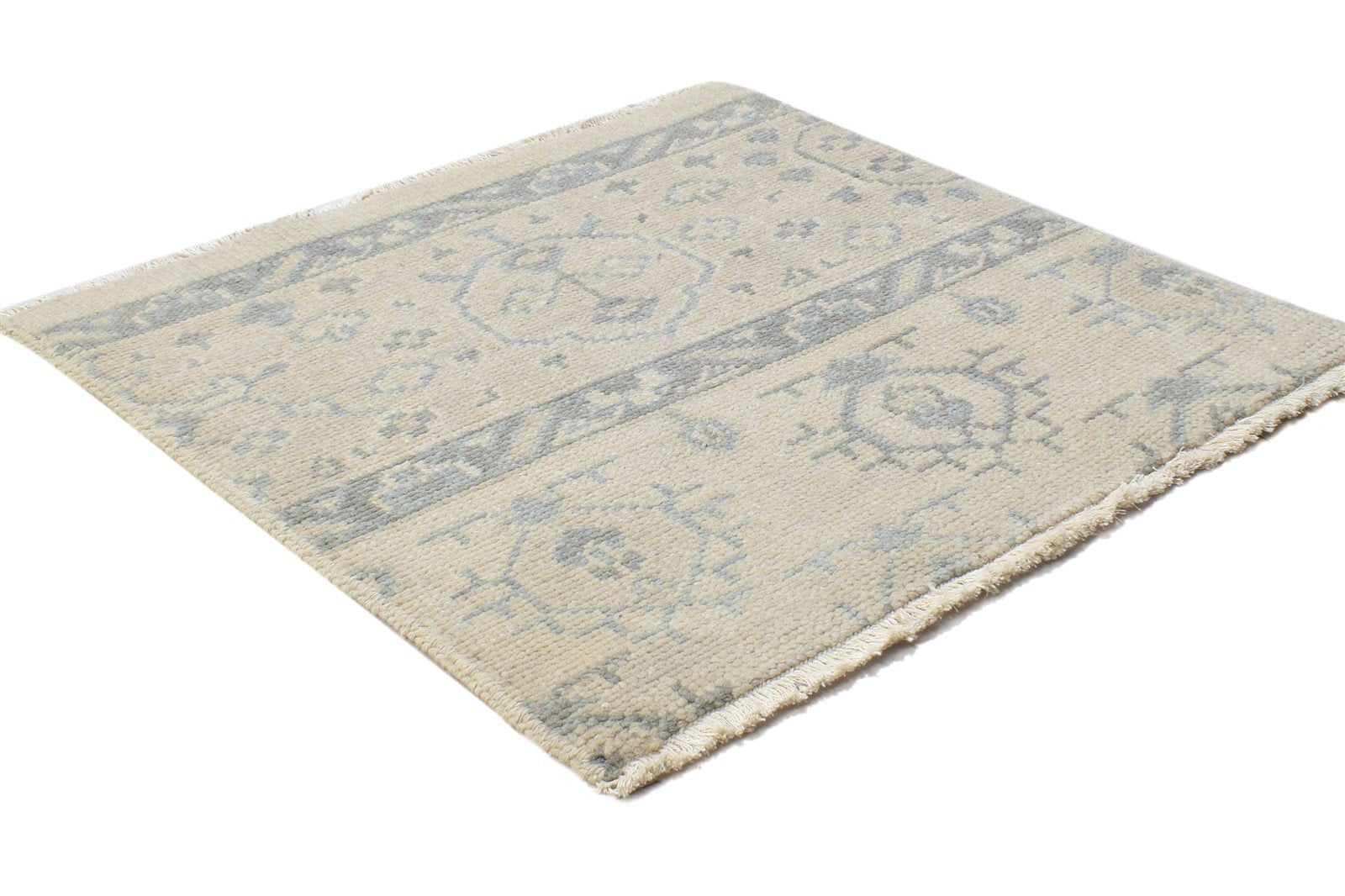 Sand Wool Rug 2' X 2' Persian Hand Knotted Bokhara Oriental Small Carpet 7864849170581