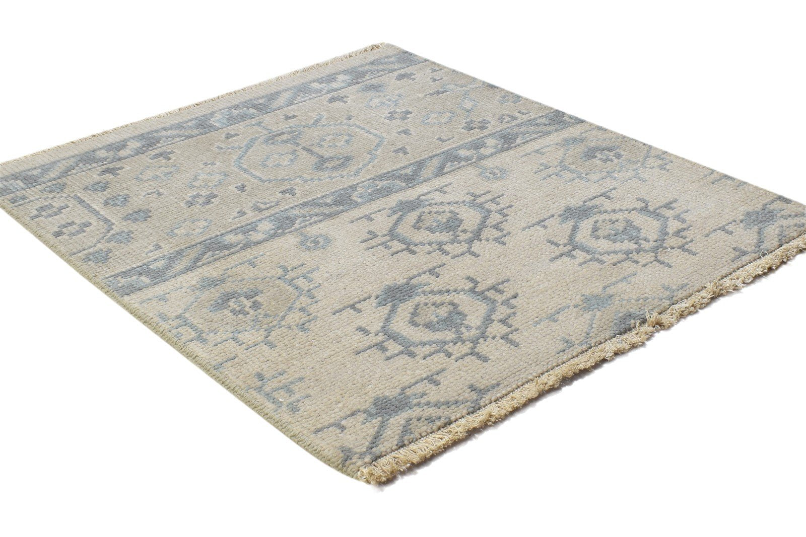 Sand Wool Rug 2' X 2' Persian Hand Knotted Bokhara Oriental Small Carpet 7864837177493