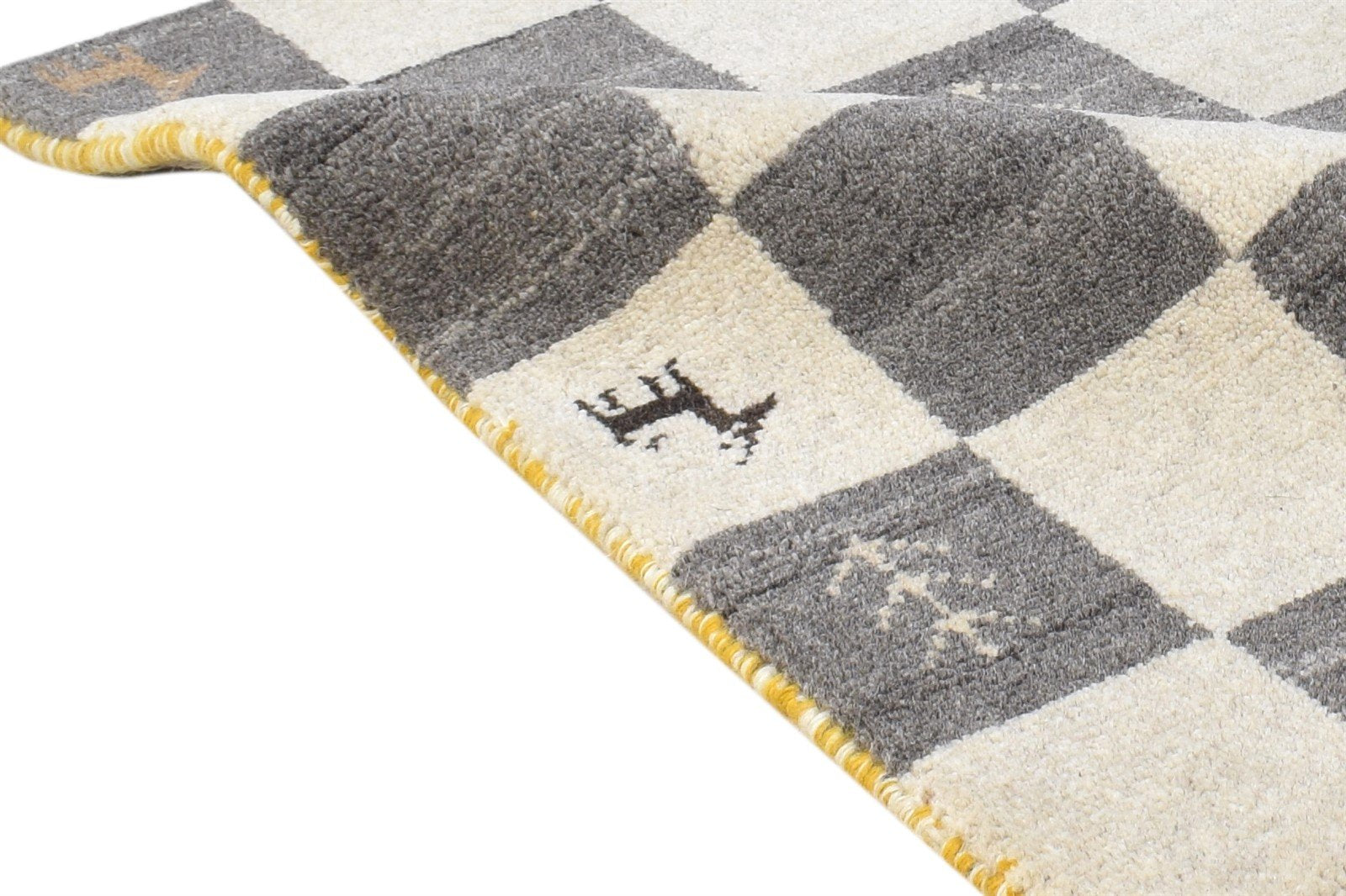 Sand Wool Rug 2' X 2' Southwestern Hand Knotted Gabbeh Tribal Small Carpet 7865100730517