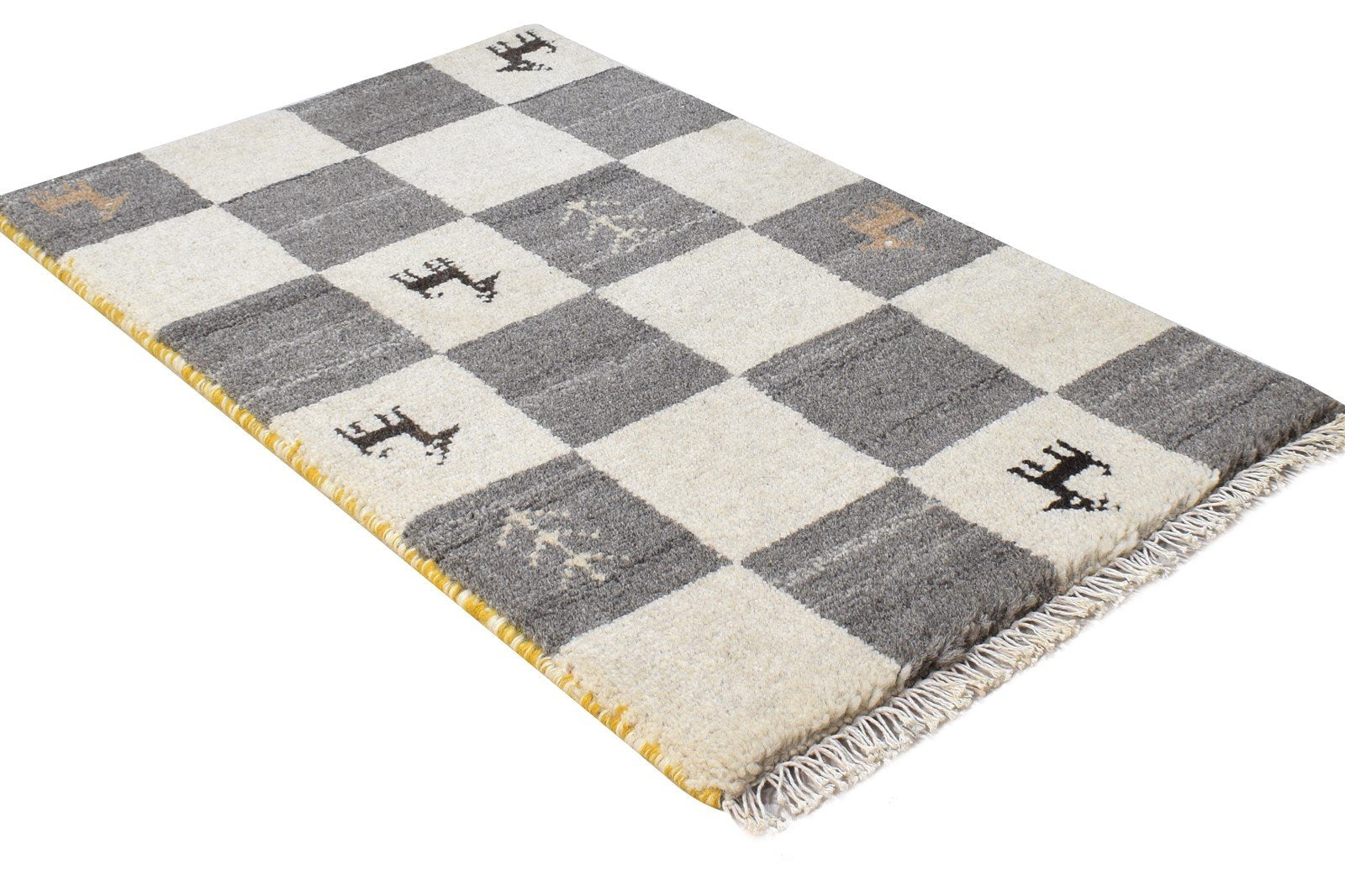 Sand Wool Rug 2' X 2' Southwestern Hand Knotted Gabbeh Tribal Small Carpet 7865100730517