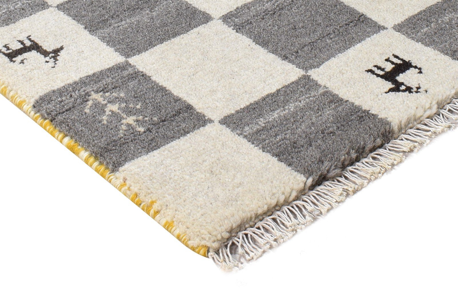 Sand Wool Rug 2' X 2' Southwestern Hand Knotted Gabbeh Tribal Small Carpet 7865100730517
