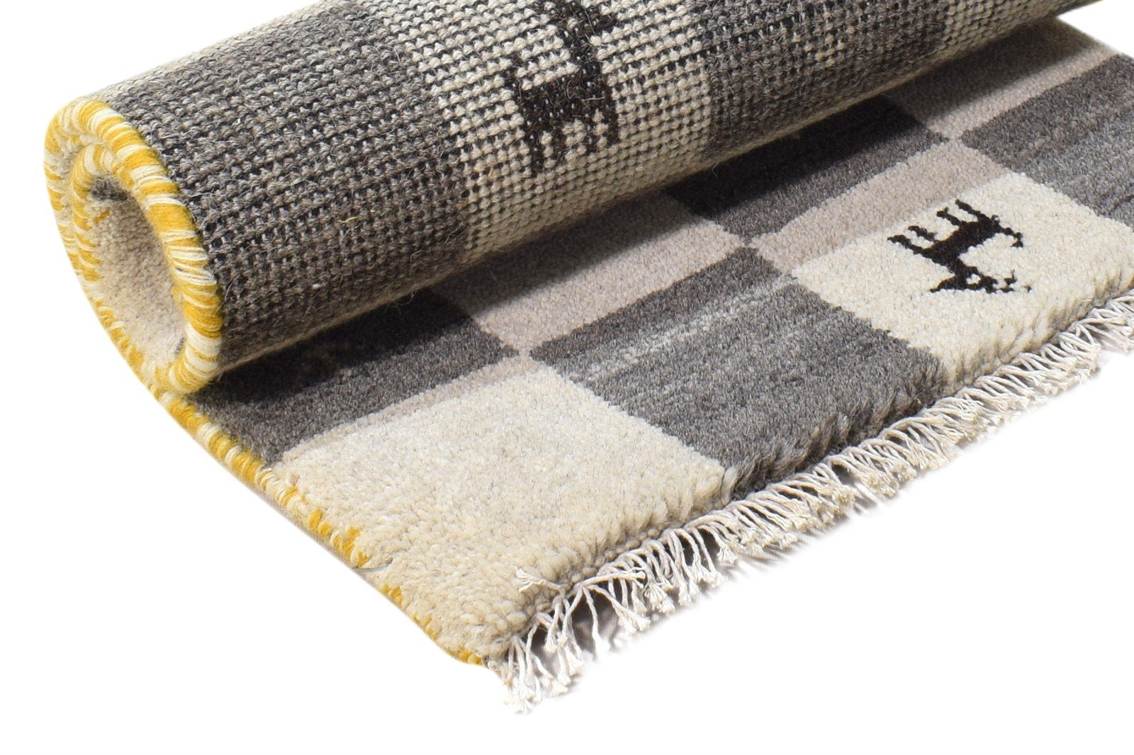 Sand Wool Rug 2' X 2' Southwestern Hand Knotted Gabbeh Tribal Small Carpet 7865100730517