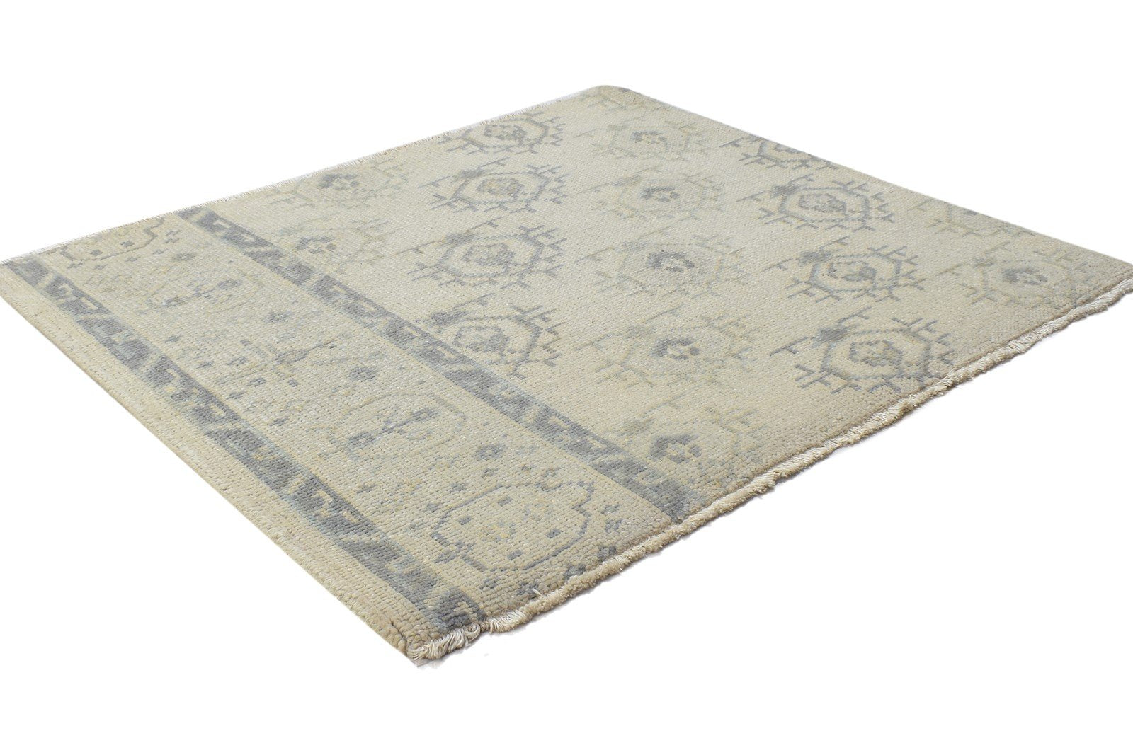 Sand Wool Rug 3' X 3' Persian Hand Knotted Bokhara Oriental Small Carpet 7864840487061