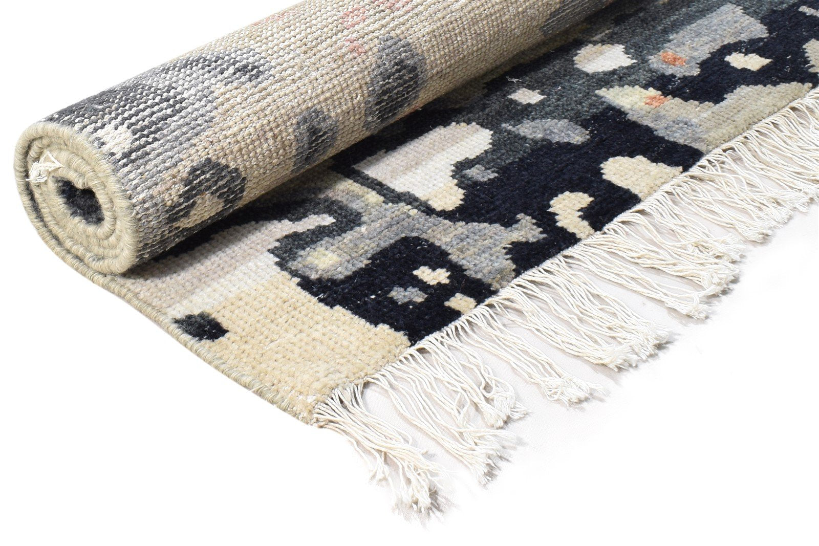Selena Sand Wool Rug 3' X 5' Modern Hand Knotted Bohemian Abstract 7864944230549