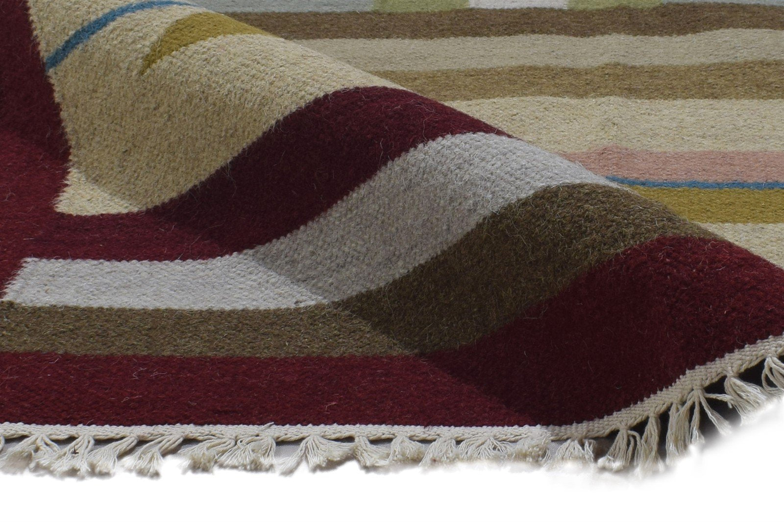 Sand Wool Rug 3' X 6' Persian Dhurrie Oriental Tribal Small Carpet 7864354177173