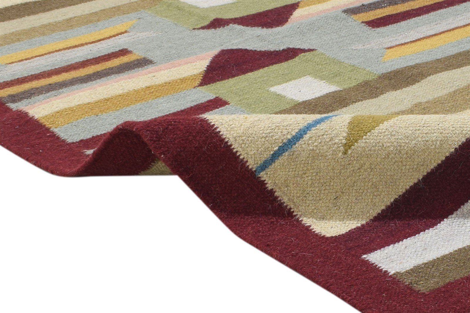 Sand Wool Rug 3' X 6' Persian Dhurrie Oriental Tribal Small Carpet 7864354177173