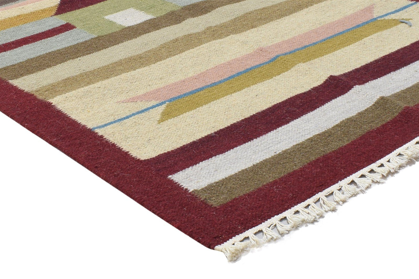 Sand Wool Rug 3' X 6' Persian Dhurrie Oriental Tribal Small Carpet 7864354177173