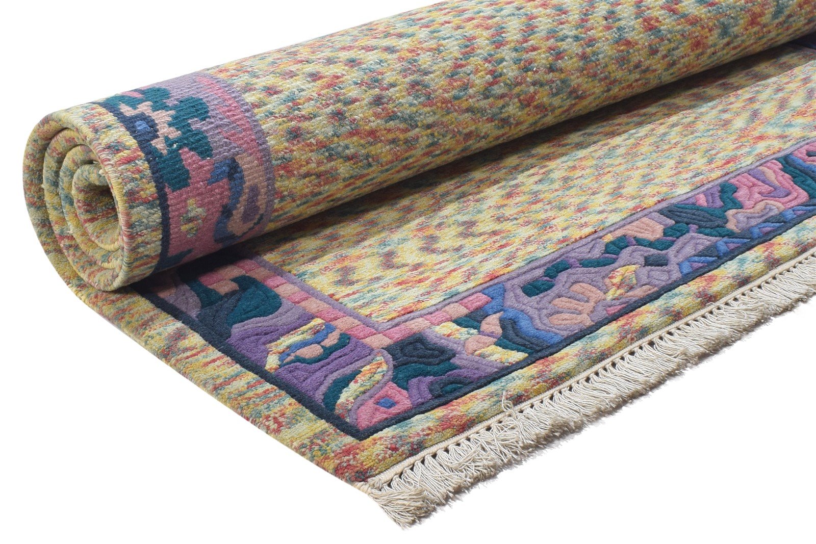Reena Sand Wool Rug 4' X 6' Modern Hand Knotted Bohemian Oriental 7864891932821