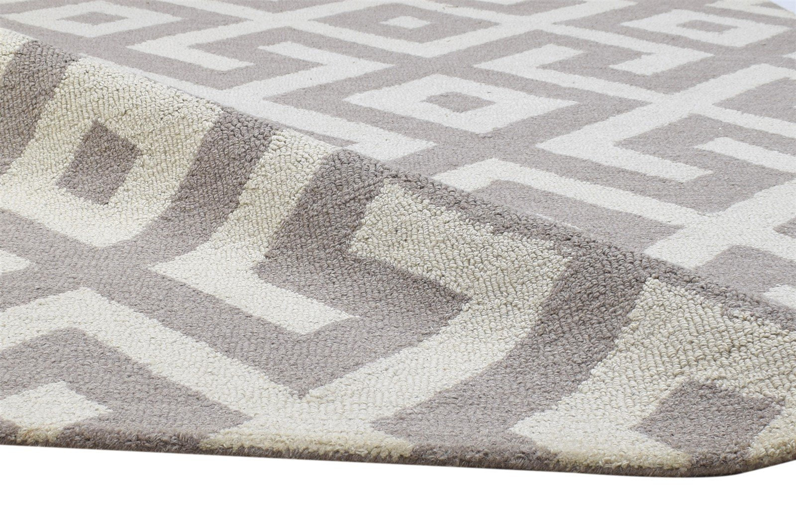 Sand Wool Rug 4' X 6' Modern Hand Tufted Scandinavian Geometric Room Size Carpet 7864307286165