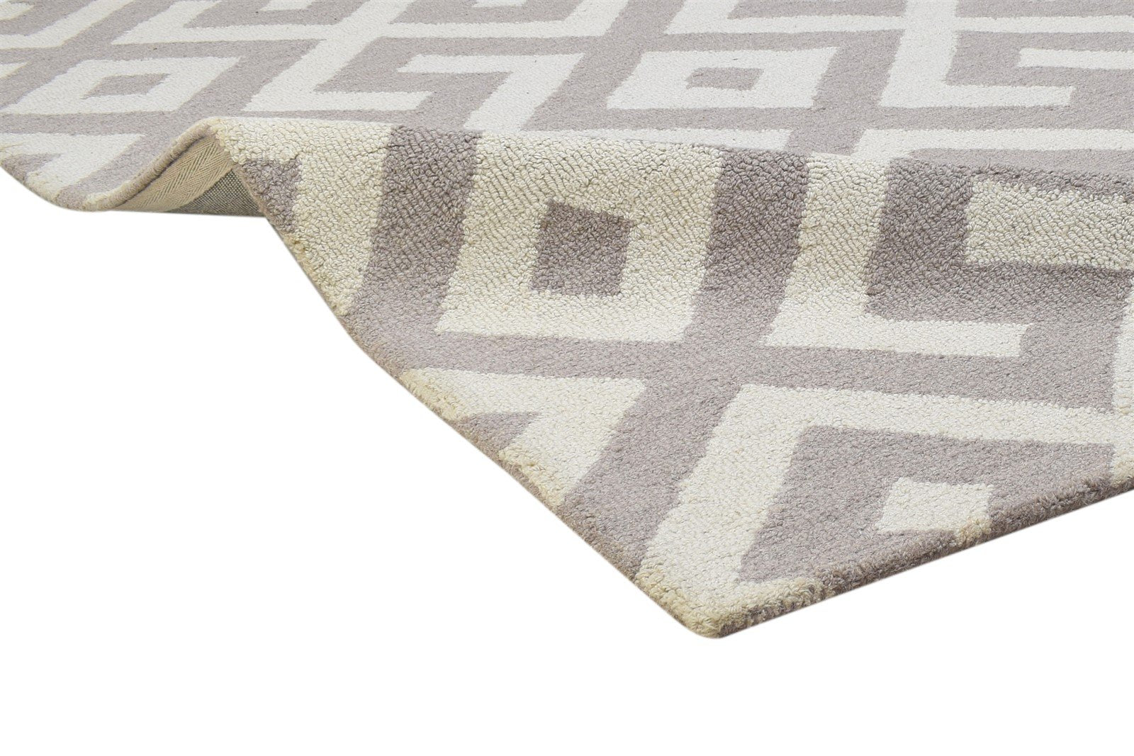 Sand Wool Rug 4' X 6' Modern Hand Tufted Scandinavian Geometric Room Size Carpet 7864307286165