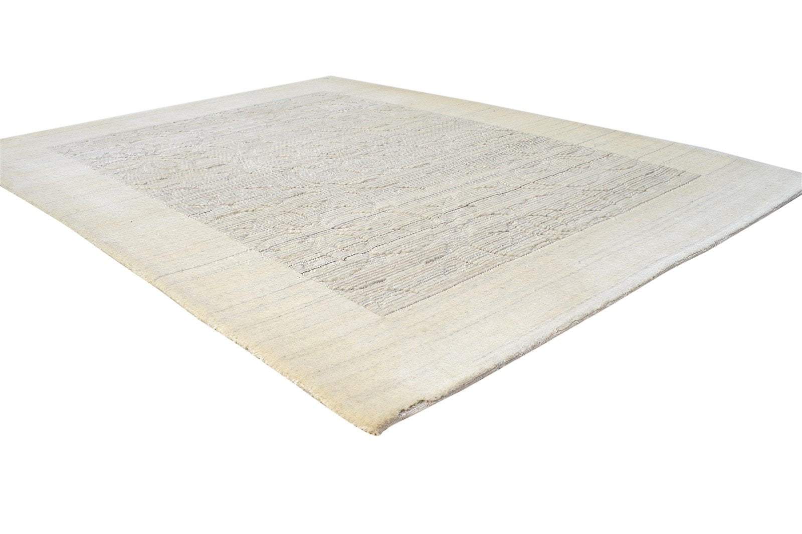 Sand Wool Rug 5' X 7' Modern Handloom Scandinavian Bordered Room Size Carpet 7864421286037