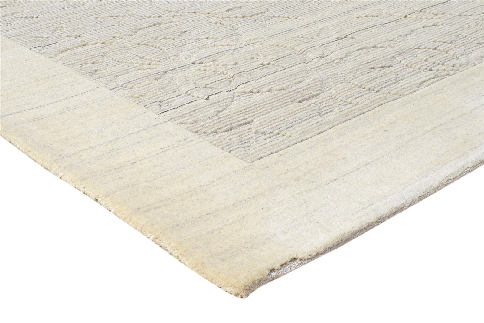 Sand Wool Rug 5' X 7' Modern Handloom Scandinavian Bordered Room Size Carpet 7864421286037