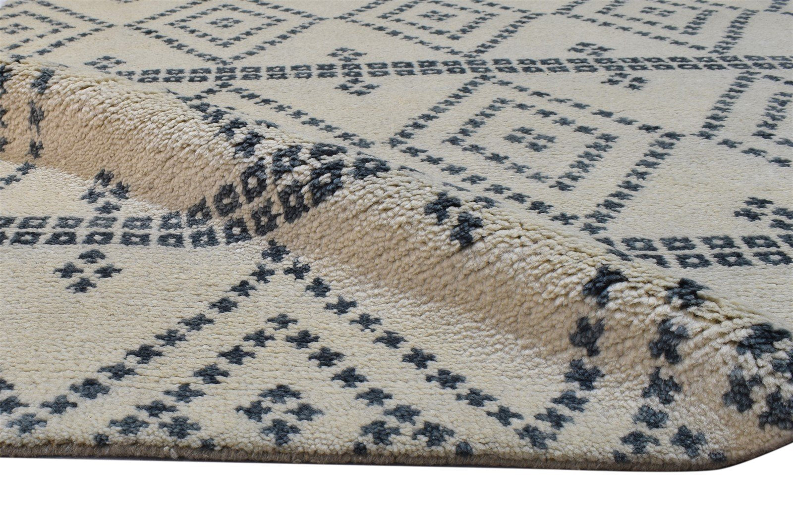 Sand Wool Rug 5' X 8' Modern Hand Knotted Moroccan Geometric Room Size Carpet 7864774721685