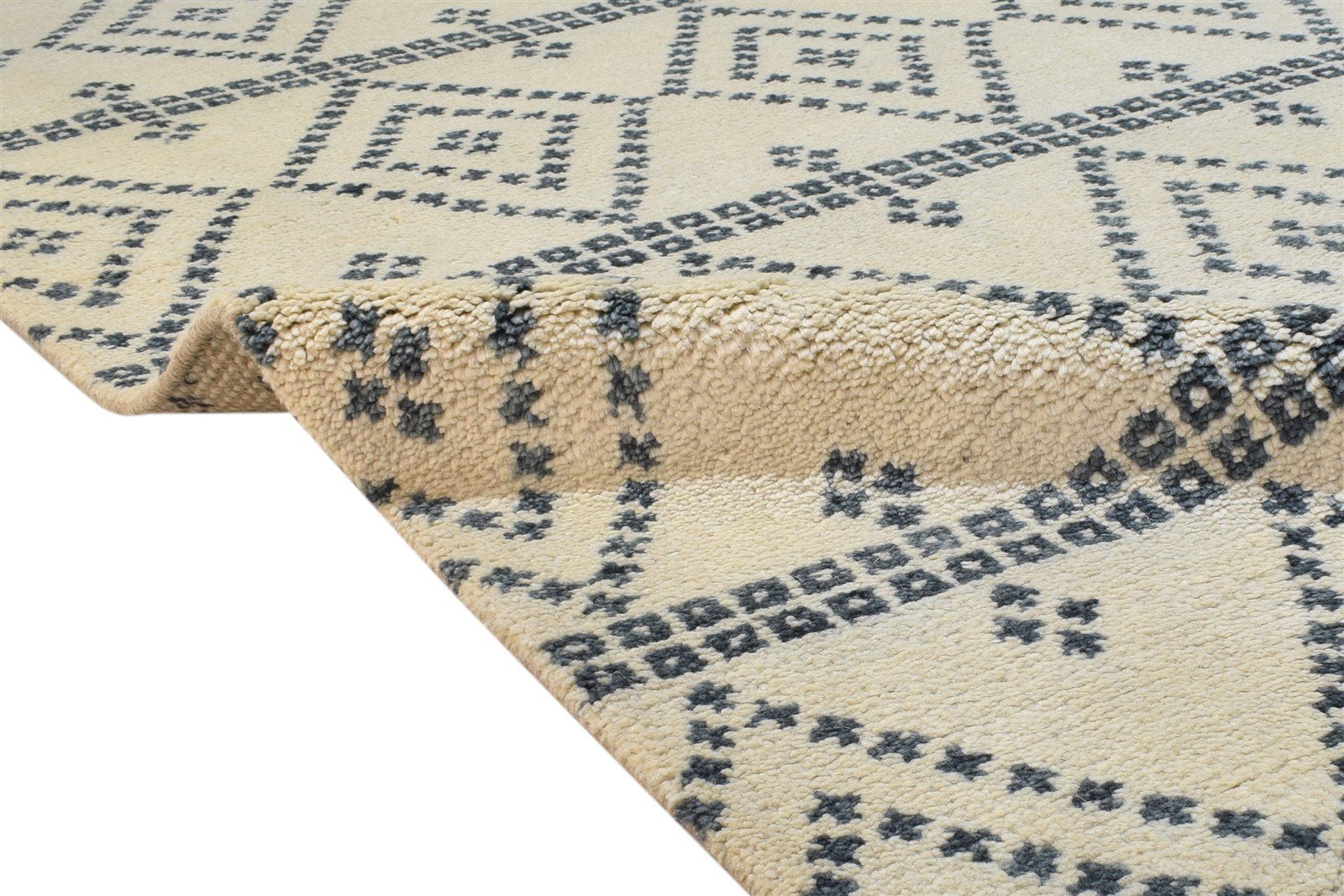 Sand Wool Rug 5' X 8' Modern Hand Knotted Moroccan Geometric Room Size Carpet 7864774721685