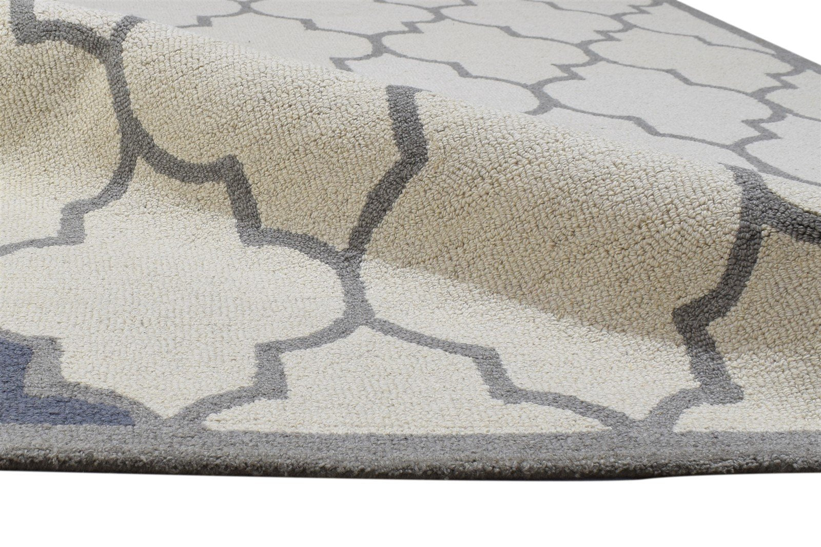 Sand Wool Rug 5' X 8' Modern Hand Tufted Moroccan Trellis Room Size Carpet 7864290574485