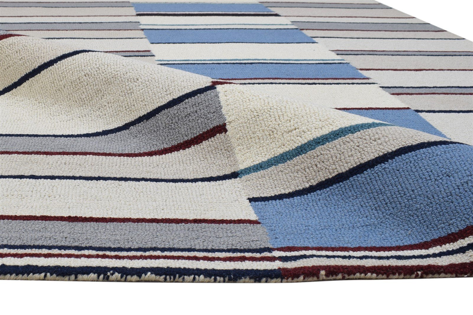 Bibbie Sand Wool Rug 5' X 8' Modern Hand Tufted Scandinavian Striped 7864282546325