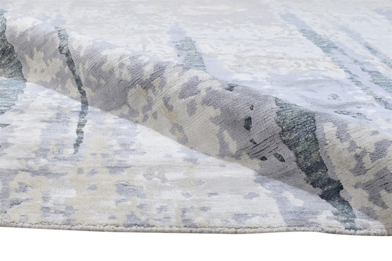 Sand Wool / Silk Rug 5X7 Modern Hand Knotted Indian Abstract Room Size Carpet 7864234934421