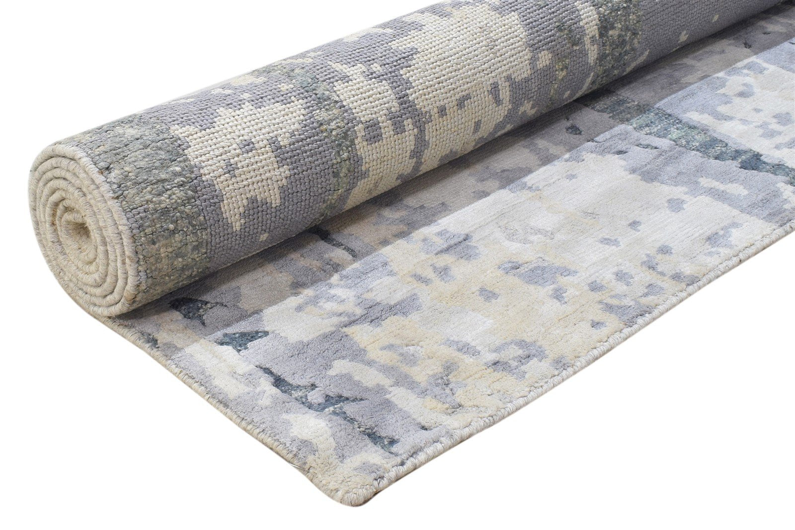 Sand Wool / Silk Rug 5X7 Modern Hand Knotted Indian Abstract Room Size Carpet 7864234934421