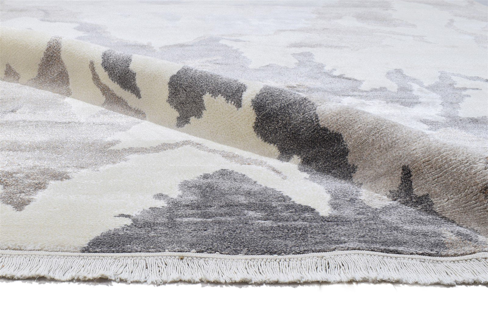 Sand Wool / Silk Rug 5X8 Modern Hand Knotted Indian Abstract Room Size Carpet 7864239325333