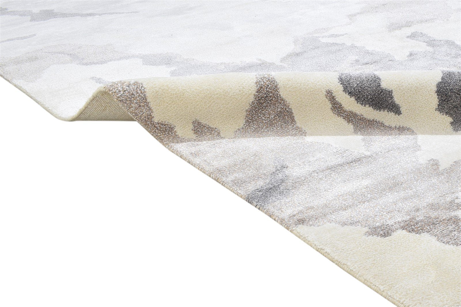Sand Wool / Silk Rug 5X8 Modern Hand Knotted Indian Abstract Room Size Carpet 7864239325333