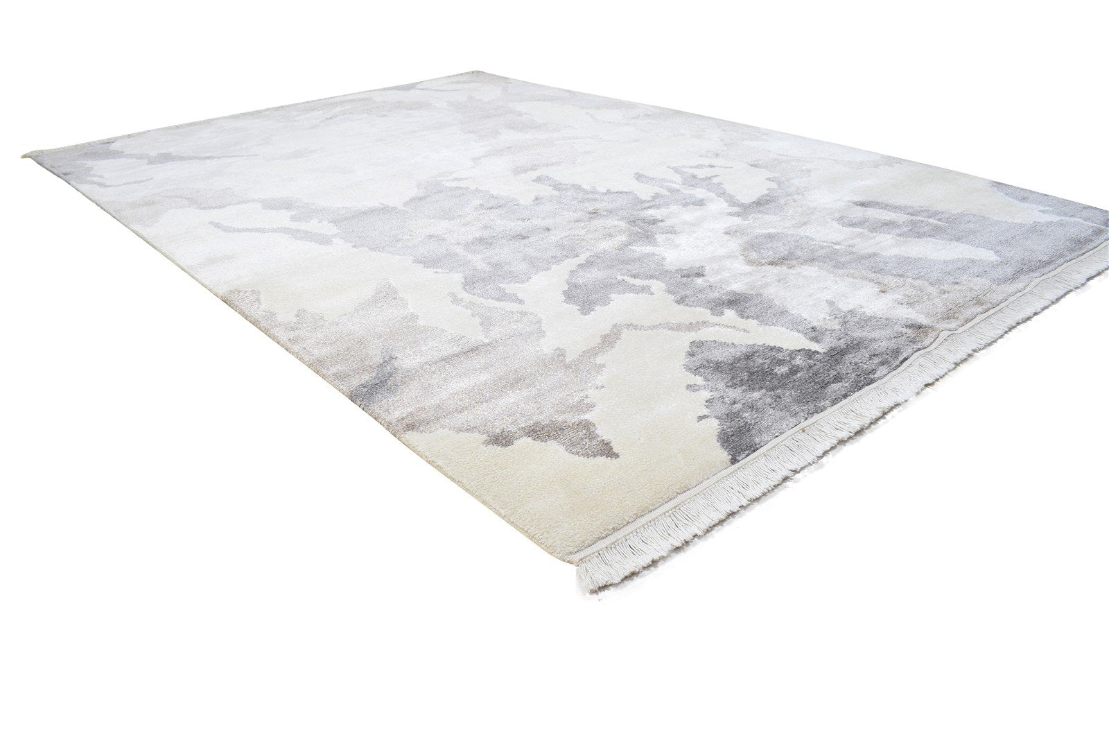 Sand Wool / Silk Rug 5X8 Modern Hand Knotted Indian Abstract Room Size Carpet 7864239325333