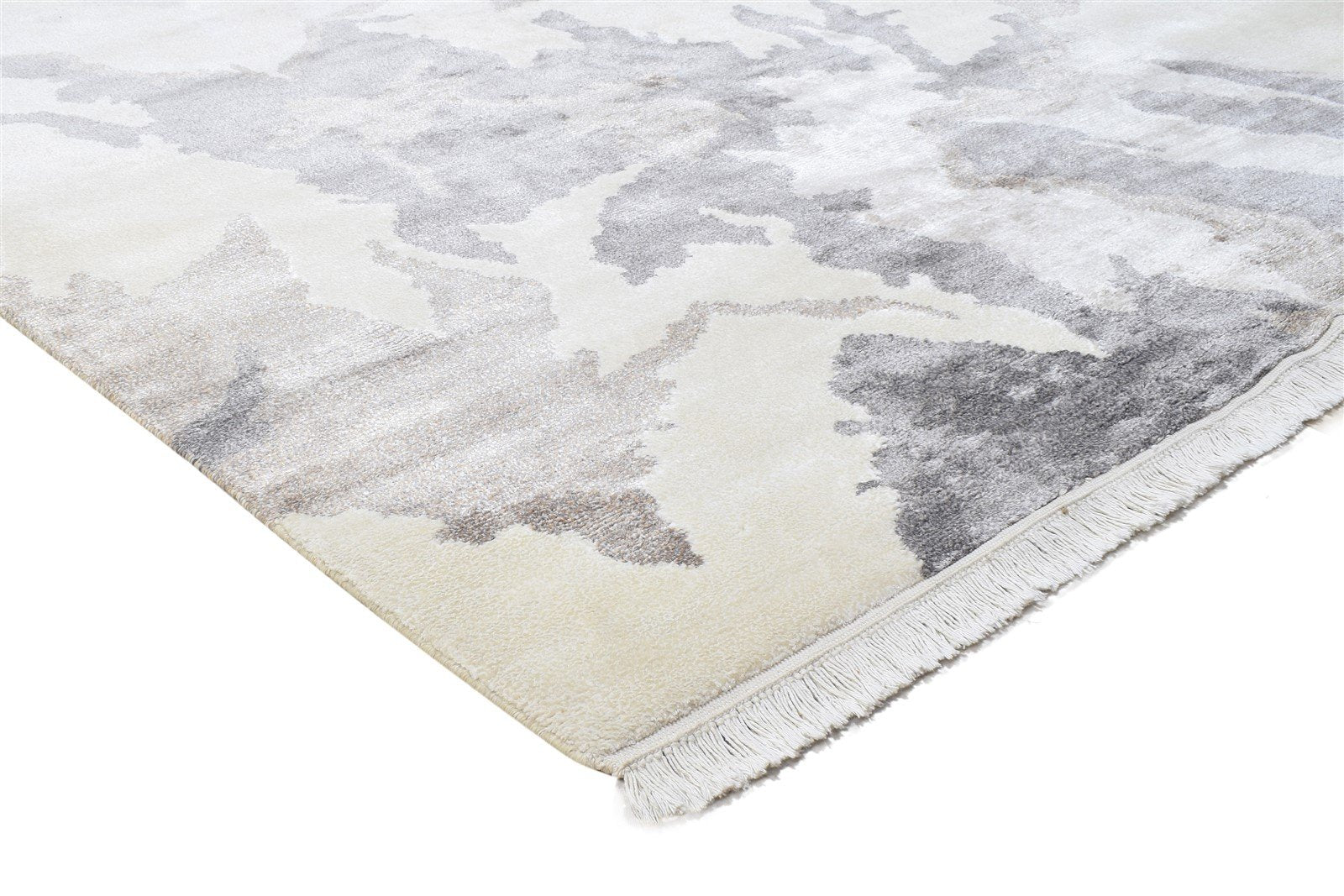 Sand Wool / Silk Rug 5X8 Modern Hand Knotted Indian Abstract Room Size Carpet 7864239325333