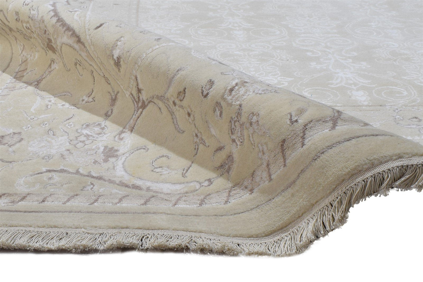 Sand Wool / Silk Rug 6X10 Modern Hand Knotted Scandinavian Oriental Large Carpet 7864912937109