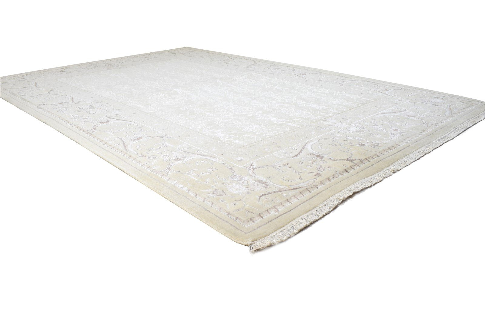 Sand Wool / Silk Rug 6X10 Modern Hand Knotted Scandinavian Oriental Large Carpet 7864912937109