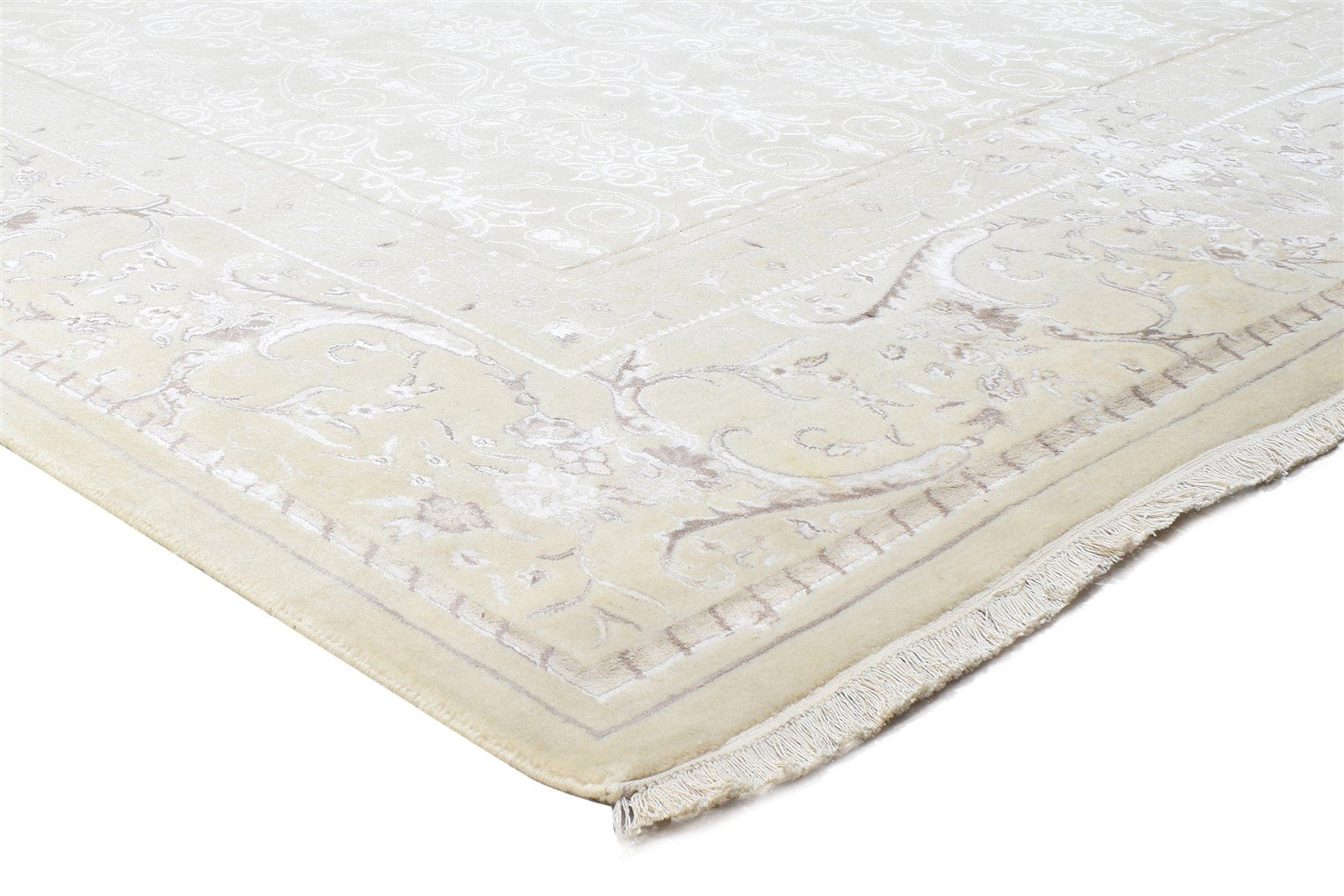 Sand Wool / Silk Rug 6X10 Modern Hand Knotted Scandinavian Oriental Large Carpet 7864912937109
