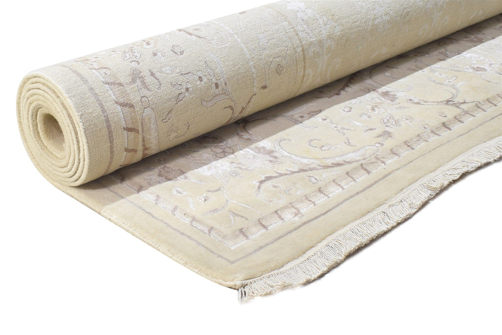 Sand Wool / Silk Rug 6X10 Modern Hand Knotted Scandinavian Oriental Large Carpet 7864912937109