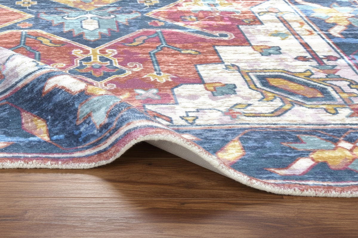 Severine Handmade Navy Blue Medallion Area Rug – Modern Traditional Geometric 9170571296917