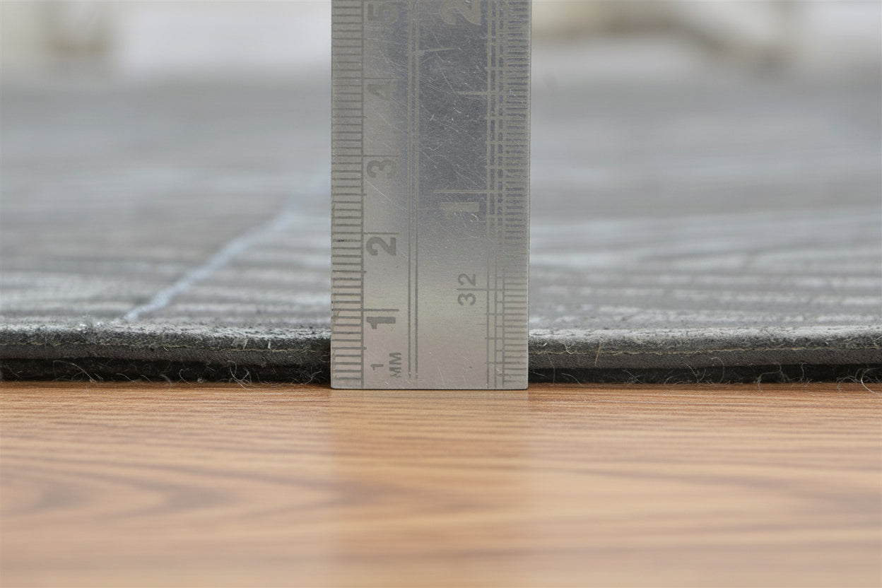 Sibilla Handmade Dark Gray Leather Diamonds Rug | Modern Geometric Patchwork Cowhide Area Rug