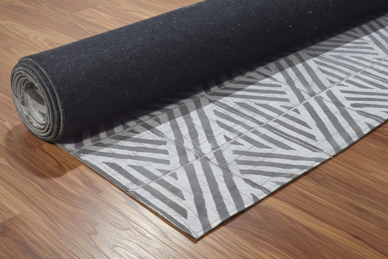 Sibilla Handmade Dark Gray Leather Diamonds Rug | Modern Geometric Patchwork Cowhide Area Rug