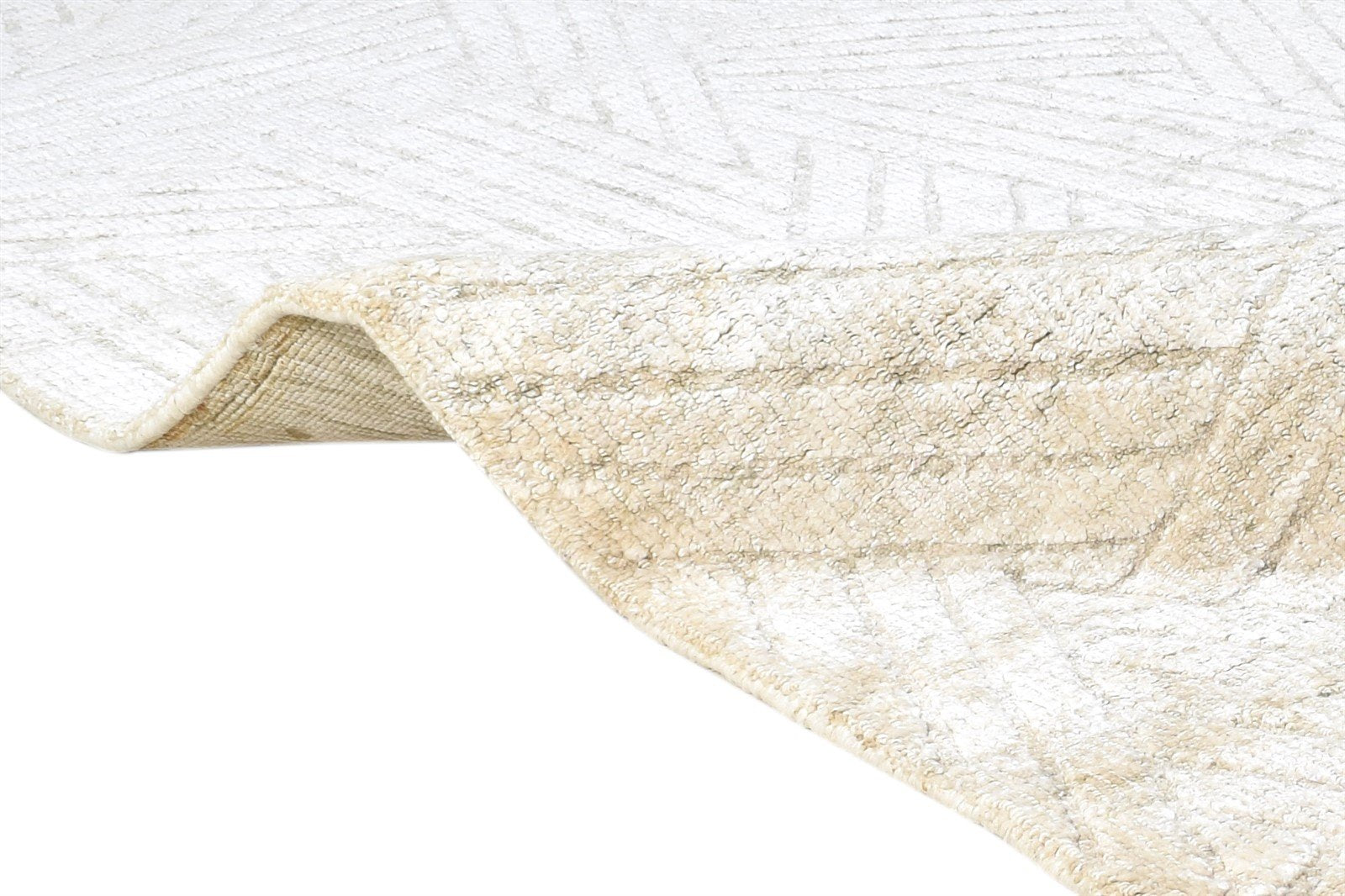 Silk Beige Rug 5' X 8' Modern Handloom Scandinavian Geometric Room Size Carpet 7864442323093