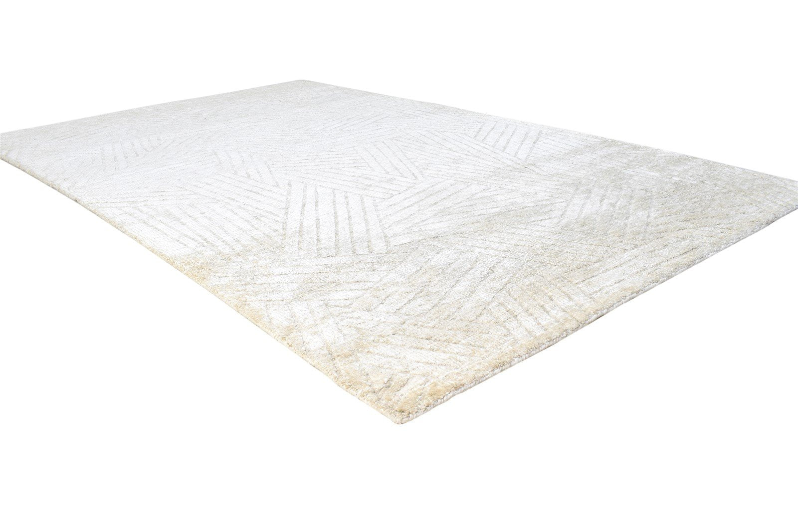 Silk Beige Rug 5' X 8' Modern Handloom Scandinavian Geometric Room Size Carpet 7864442323093
