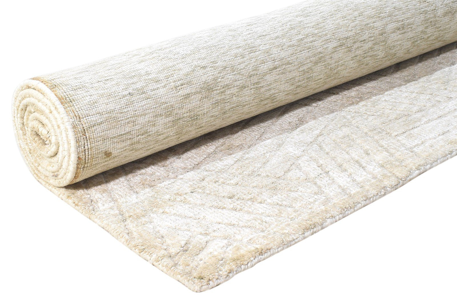 Silk Beige Rug 5' X 8' Modern Handloom Scandinavian Geometric Room Size Carpet 7864442323093