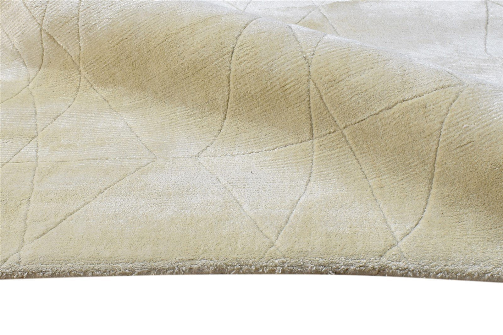 Silk Beige Rug 6' X 9' Modern Handloom Scandinavian Solid Room Size Carpet 7865107185813