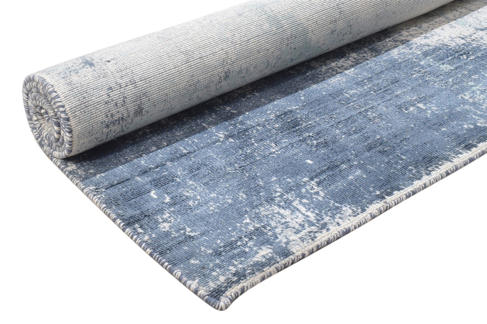 Silk Blue Rug 5' X 7' Modern Handloom Indian Abstract Room Size Carpet 7864156422293