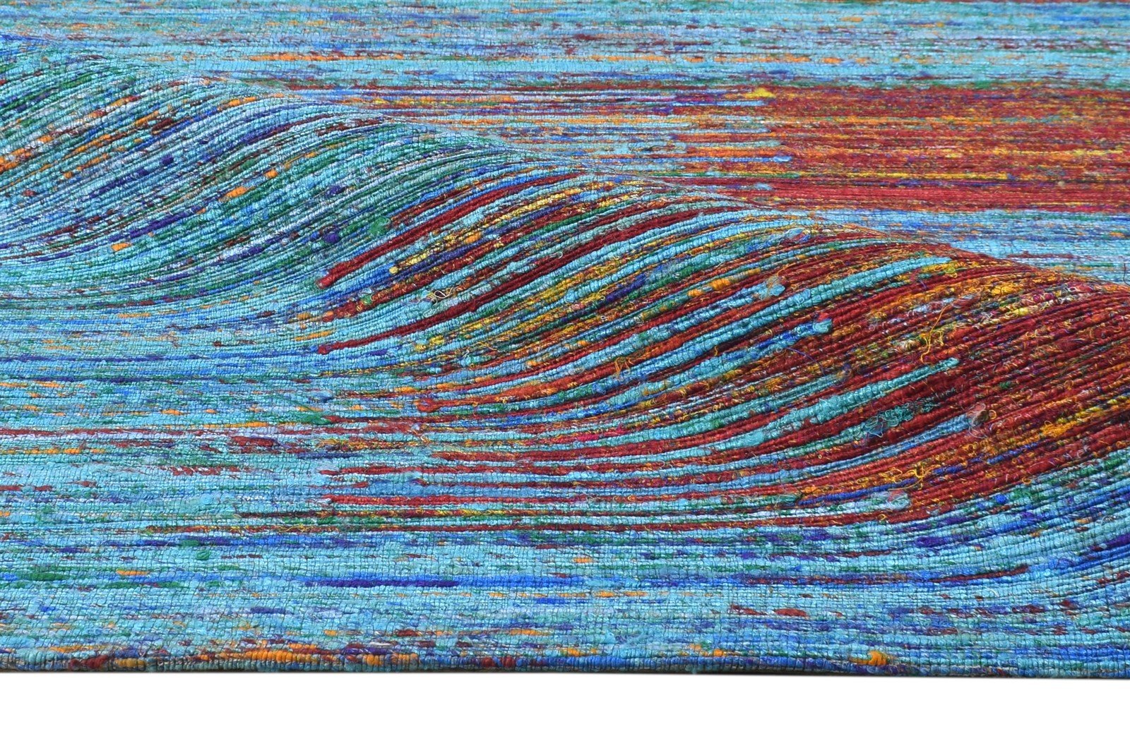 Silk Blue Rug 5' X 8' Modern Hand Woven Bohemian Abstract Room Size Carpet 7864664850581