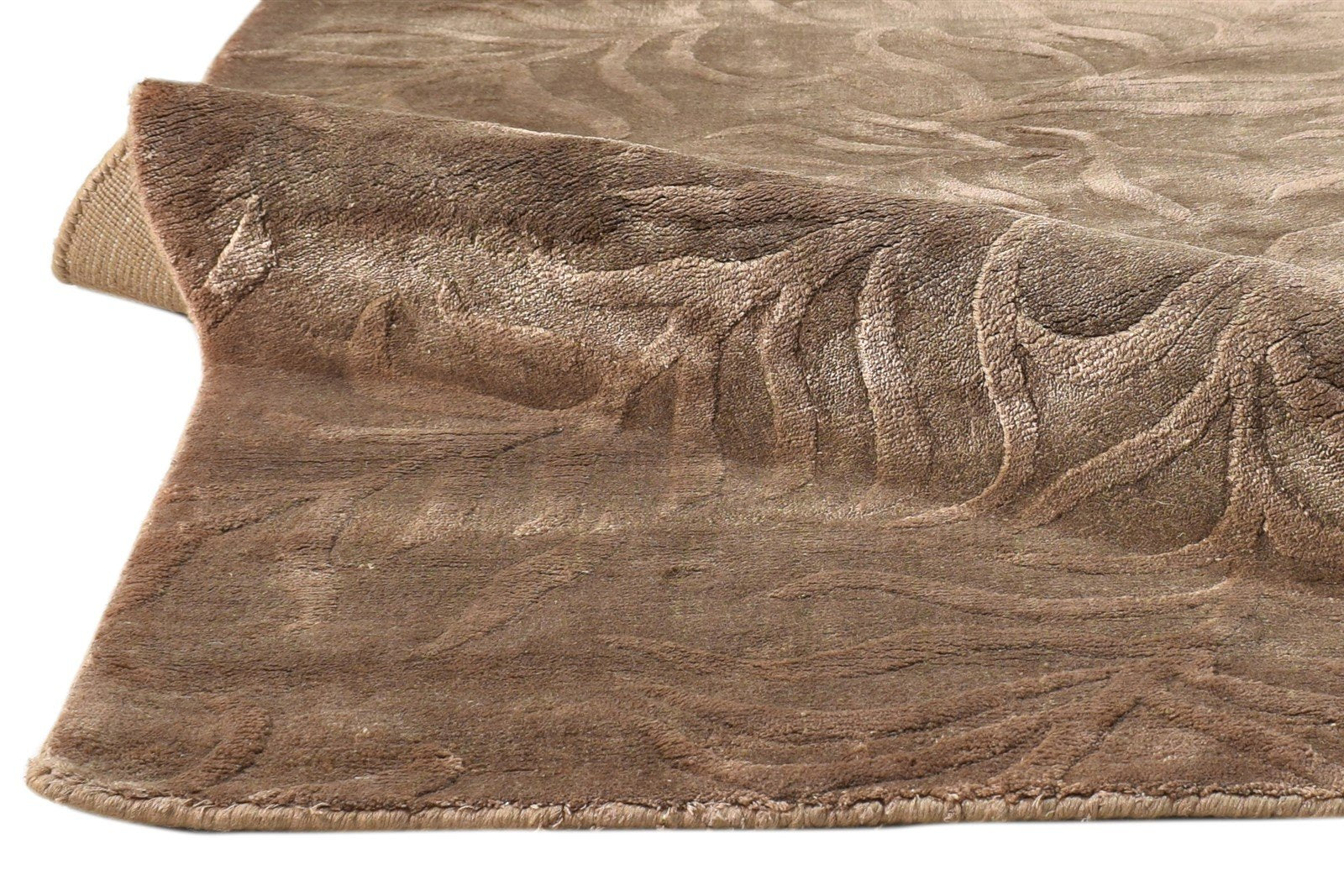 Silk Brown Rug 5' X 8' Modern Handloom French Floral Room Size Carpet 7860697432213