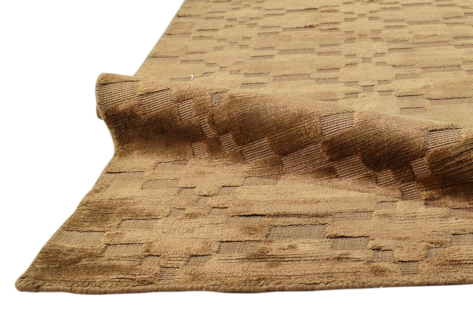 Silk Brown Rug 5' X 8' Modern Handloom Moroccan Trellis Room Size Carpet 7860698742933