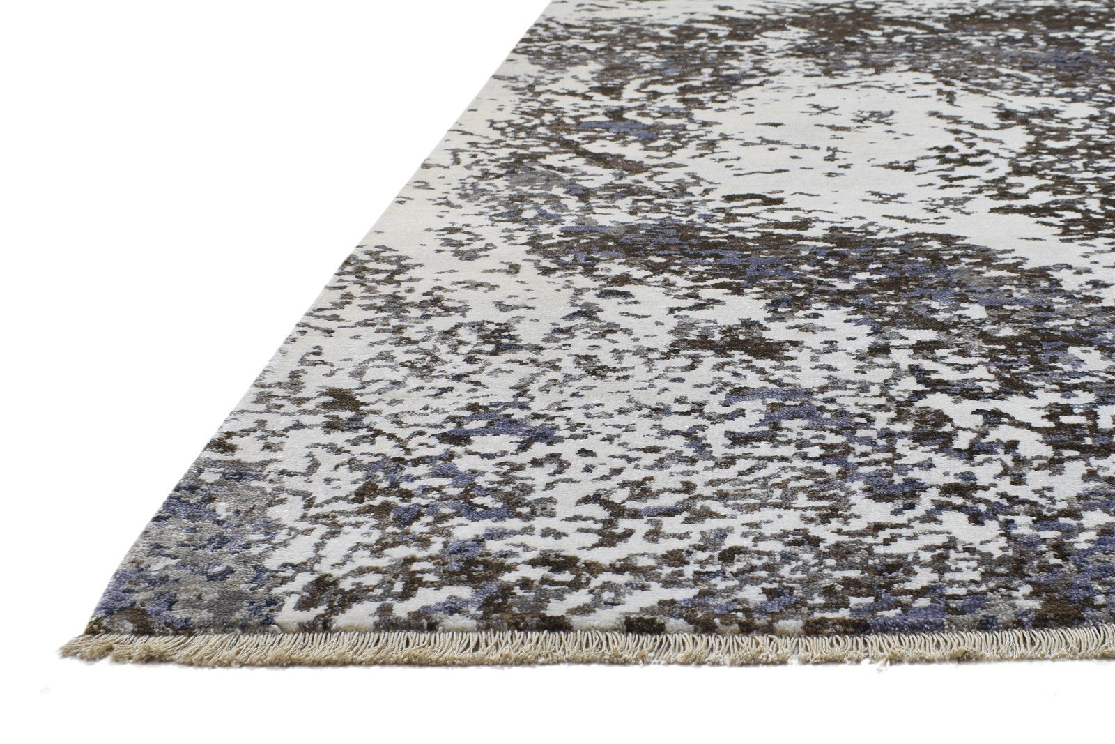 Silk Brown Rug 8' X 10' Modern Hand Knotted Indian Abstract Large Carpet 7864325537941