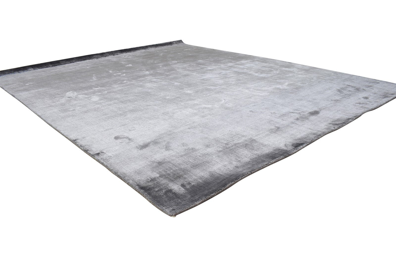 Silk Charcoal Rug 6' X 8' Modern Handloom Scandinavian Solid Large Carpet 7864361287829