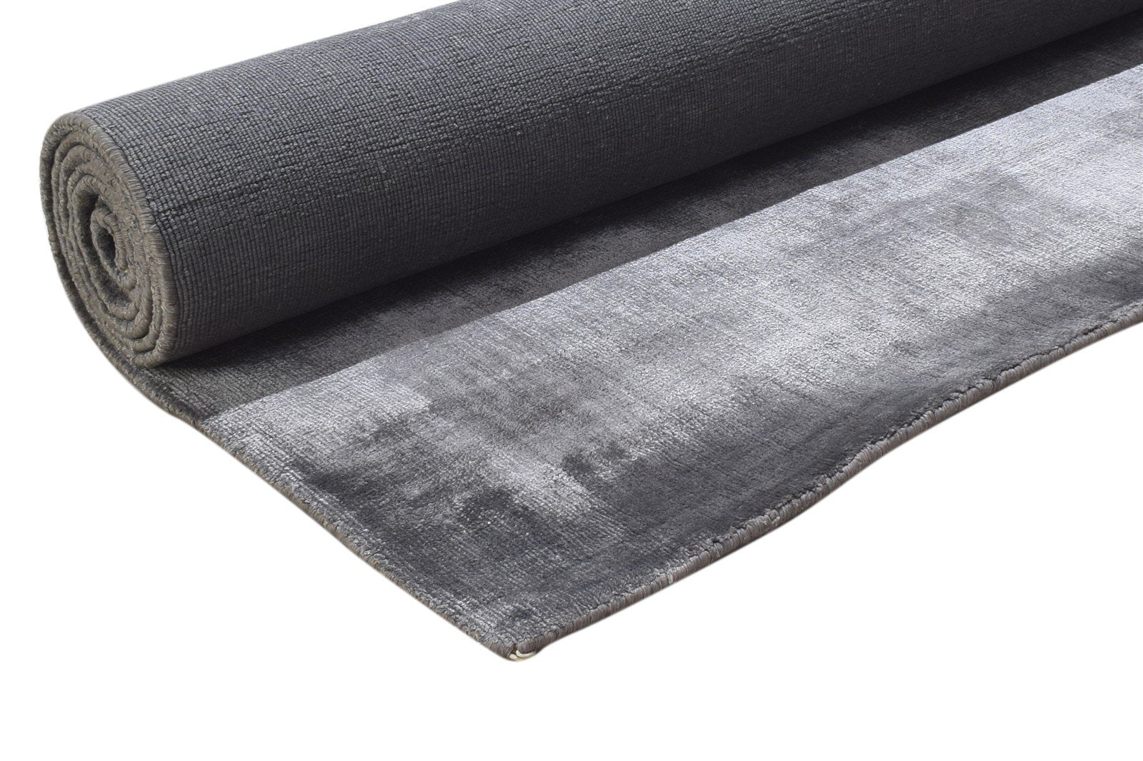 Silk Charcoal Rug 6' X 8' Modern Handloom Scandinavian Solid Large Carpet 7864361287829