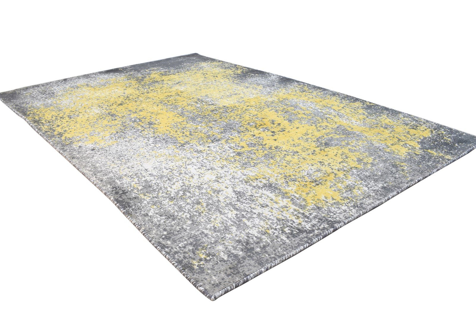 Silk Dark Grey Rug 4' X 6' Modern Hand Woven Indian Abstract Room Size Carpet 7864163172501