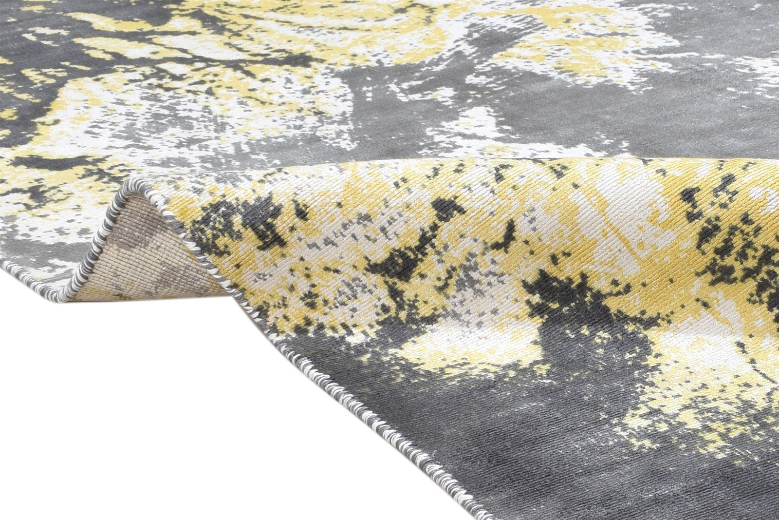 Silk Dark Grey Rug 4' X 6' Modern Handloom Indian Abstract Room Size Carpet 7864224415893