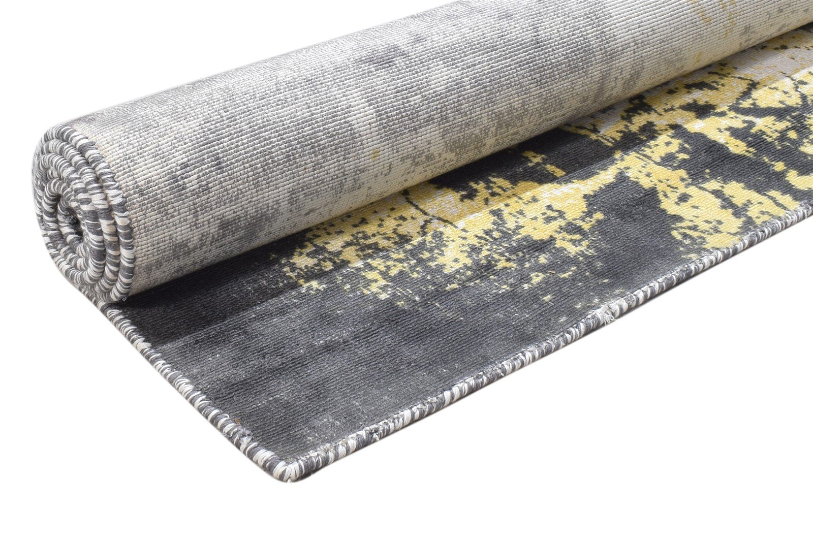 Silk Dark Grey Rug 4' X 6' Modern Handloom Indian Abstract Room Size Carpet 7864224415893