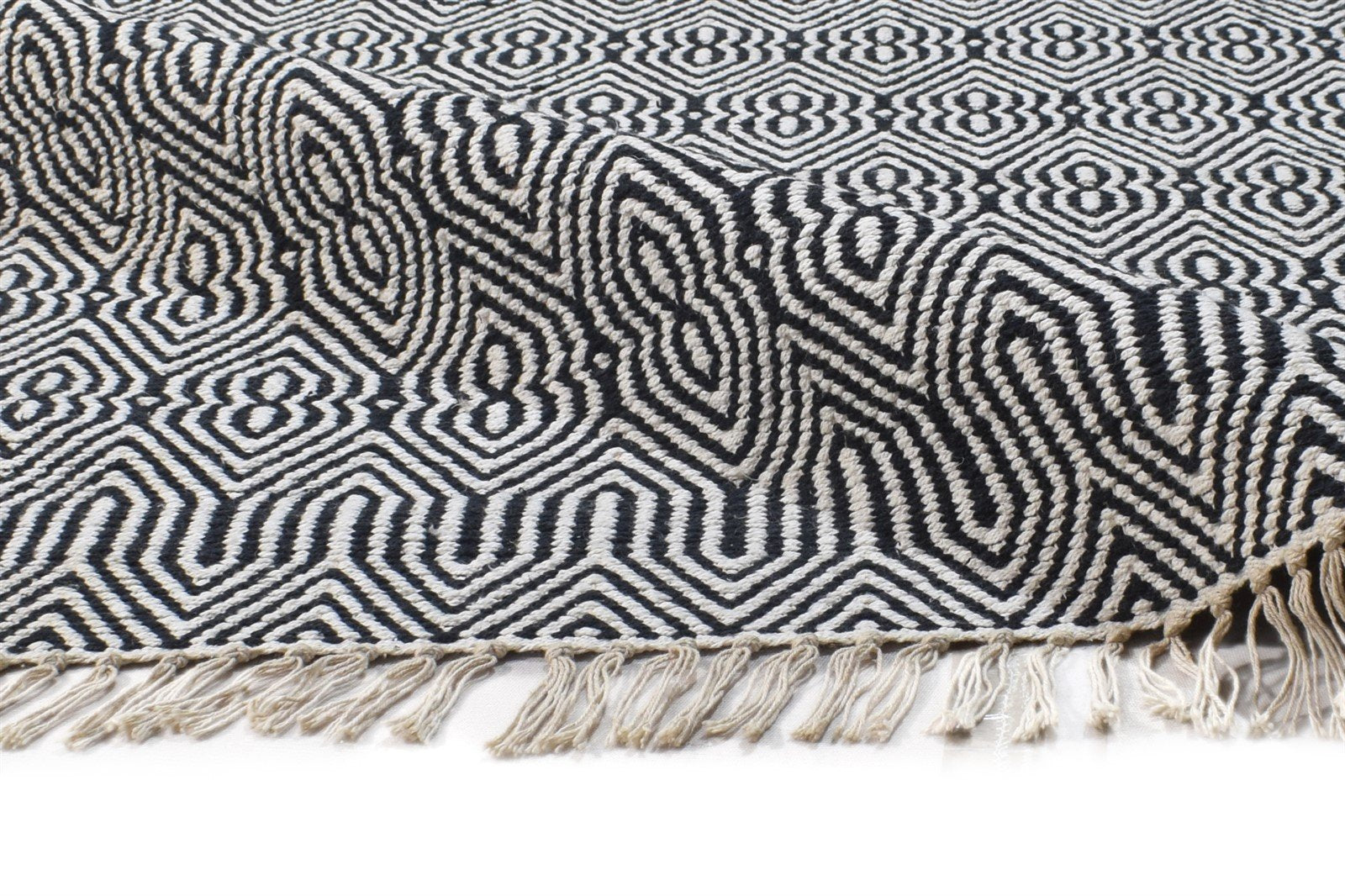 Silk Dark Grey Rug 4X7 Modern Dhurrie Scandinavian Geometric Room Size Carpet 7864471388309