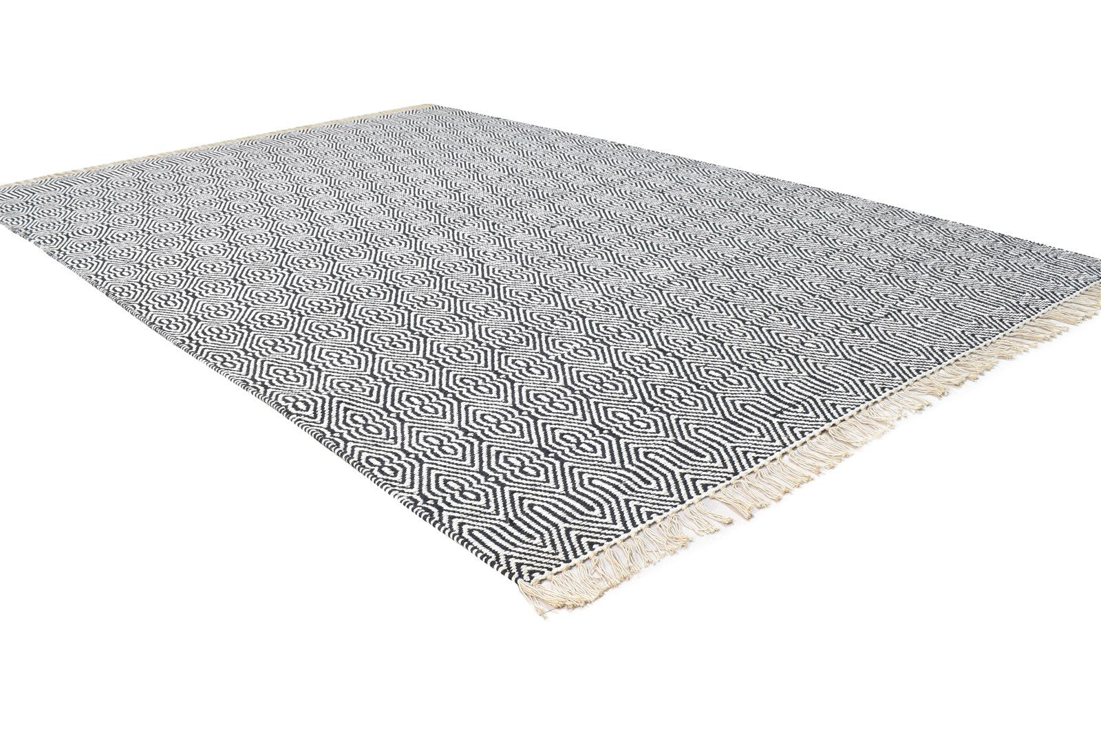 Silk Dark Grey Rug 4X7 Modern Dhurrie Scandinavian Geometric Room Size Carpet 7864471388309